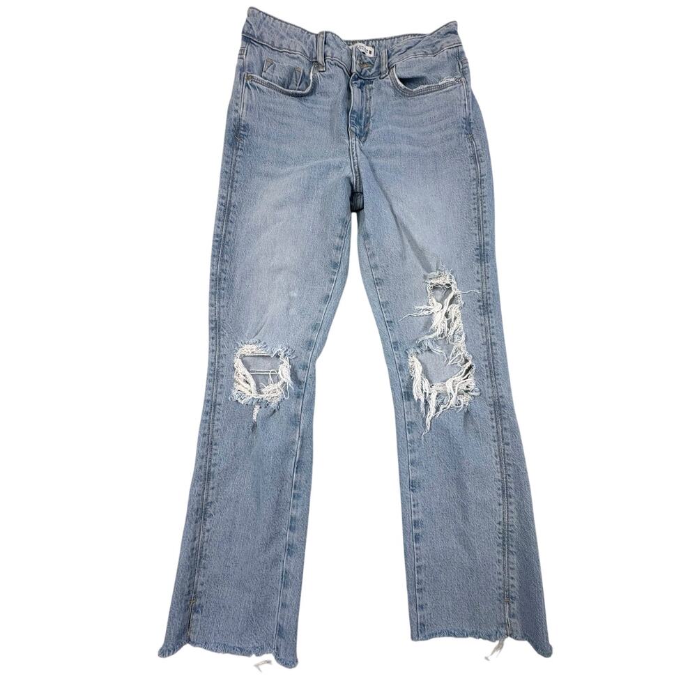 Zara Denim Collection Mid Rise Distressed Jeans Women's 4 Blue Grunge Raw Edge
